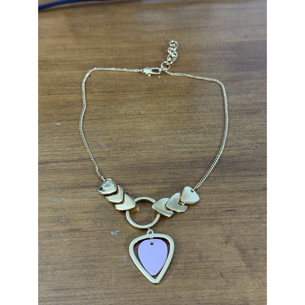 Marc Jacobs Silver Purple Heart Necklace Pendant Balloon Enamel Crystal Chain - Picture 2 of 2